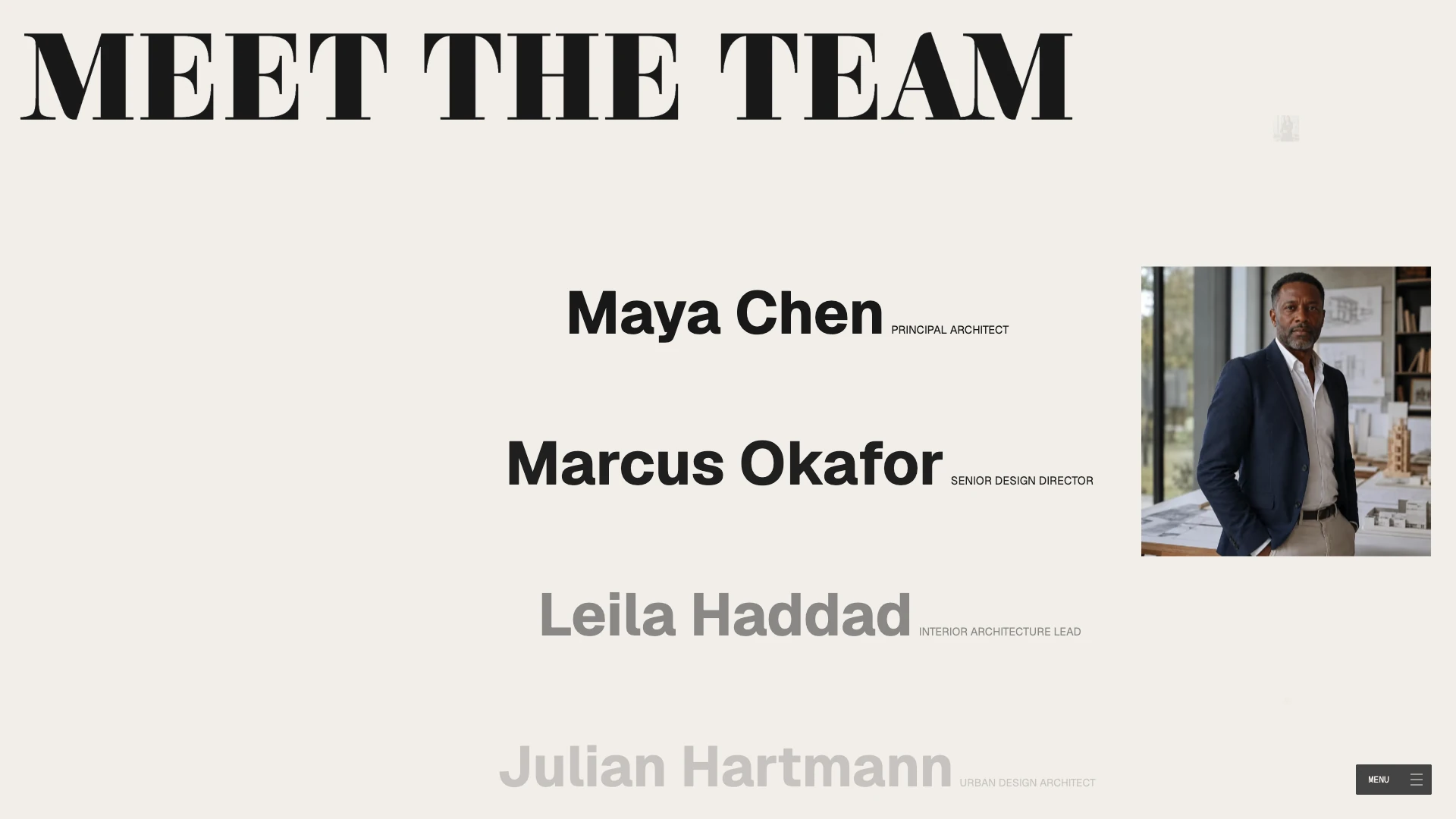 A detail from the studio page.